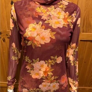 Johnny Was Burgundy Floral Blouse